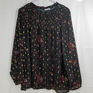 FAIRH PE, Chic Black Floral Blouse